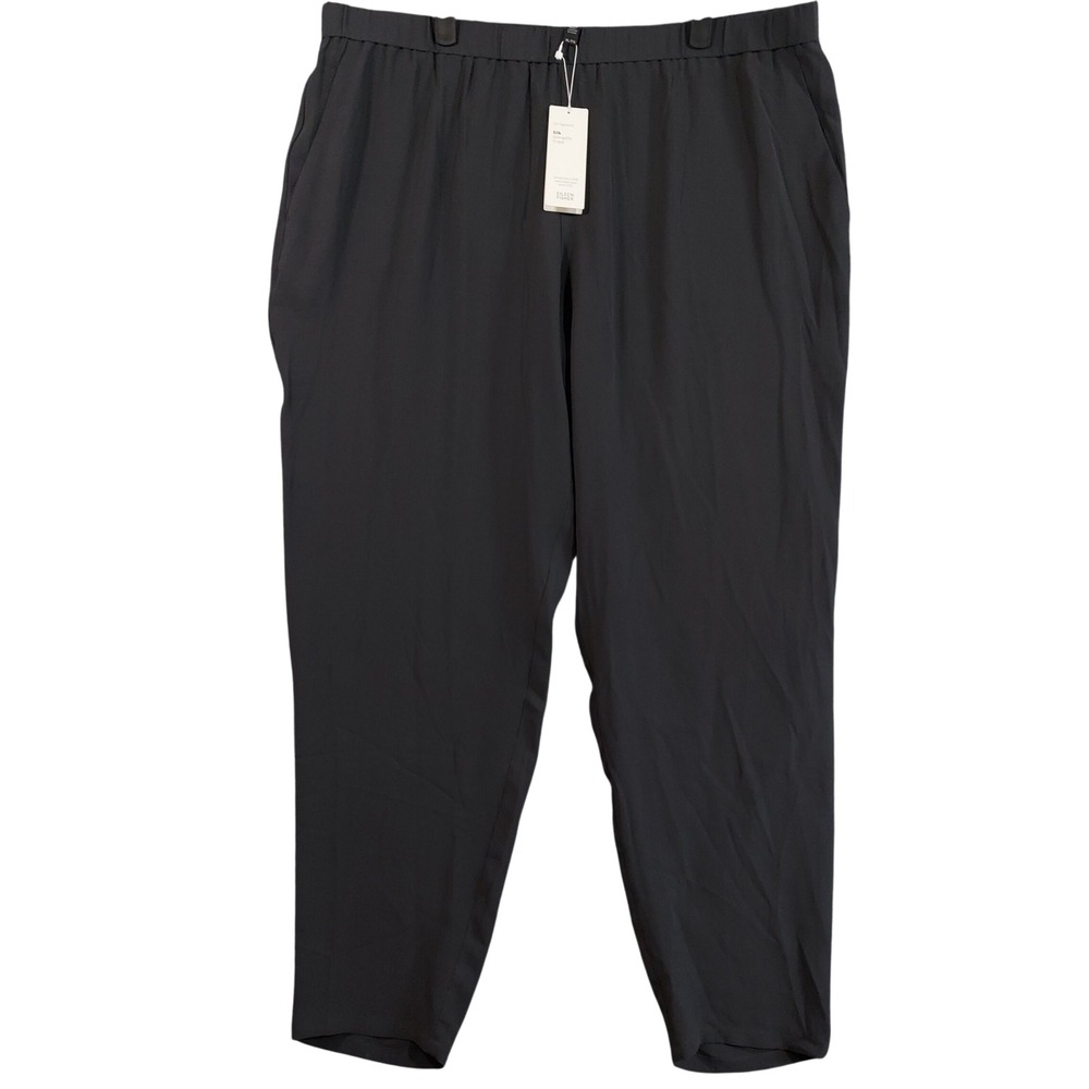 Eileen Fisher Slouchy Ankle Pant Women XL Charcoal Silk F9GC1-P3804M